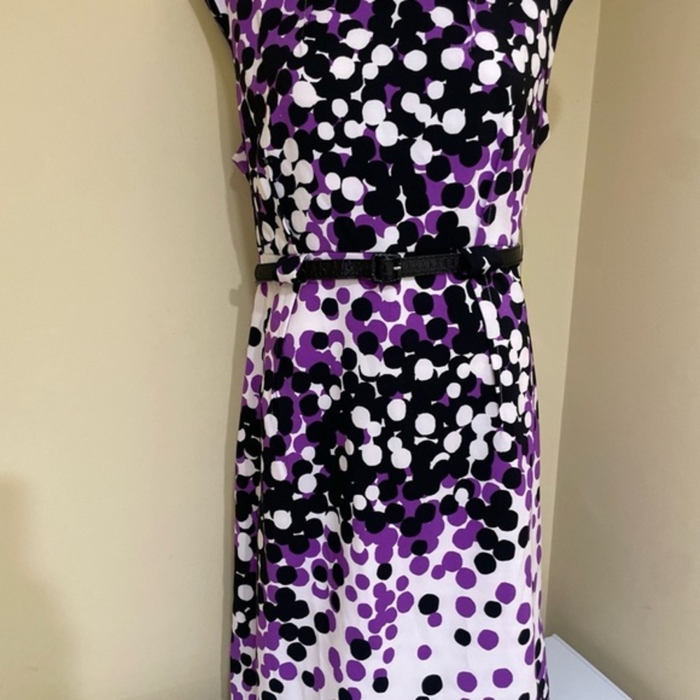 Emma & Michele Purple, Black & White Polka Dot Midi Dress - Picture 2 of 4